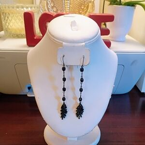 Chico's Elegant Black Long Dangle Earrings